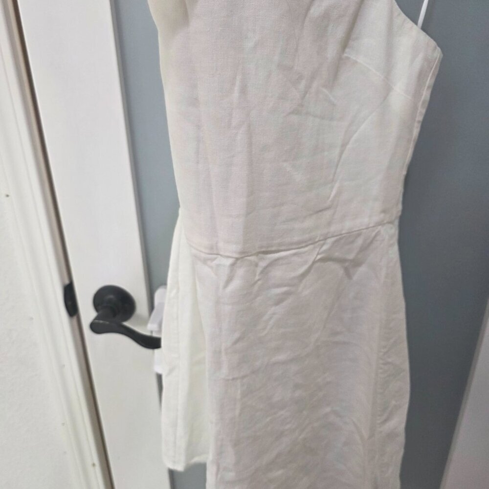 Babaton Women’s White Linen Blend Halter Mini Dress – Size 4 - Picture 3 of 13